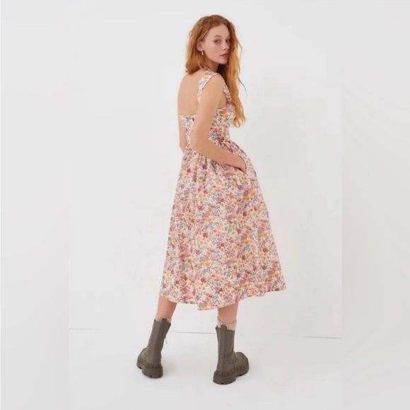 NEW For Love & Lemons Theodora Mushroom Floral Midi Dress size 1X - Picture 4 of 16
